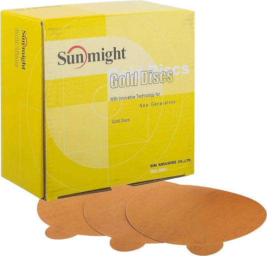 Sunmight Gold 6" 40-1200 GRIT PSA No Hole Disc 50 Discs