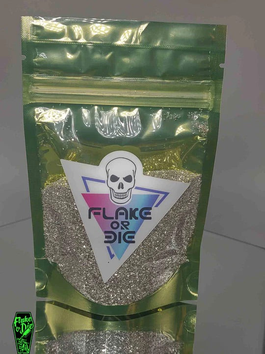 Flake Or Die Bad Luck, Silver Crushed Glass, 80 grit 4oz